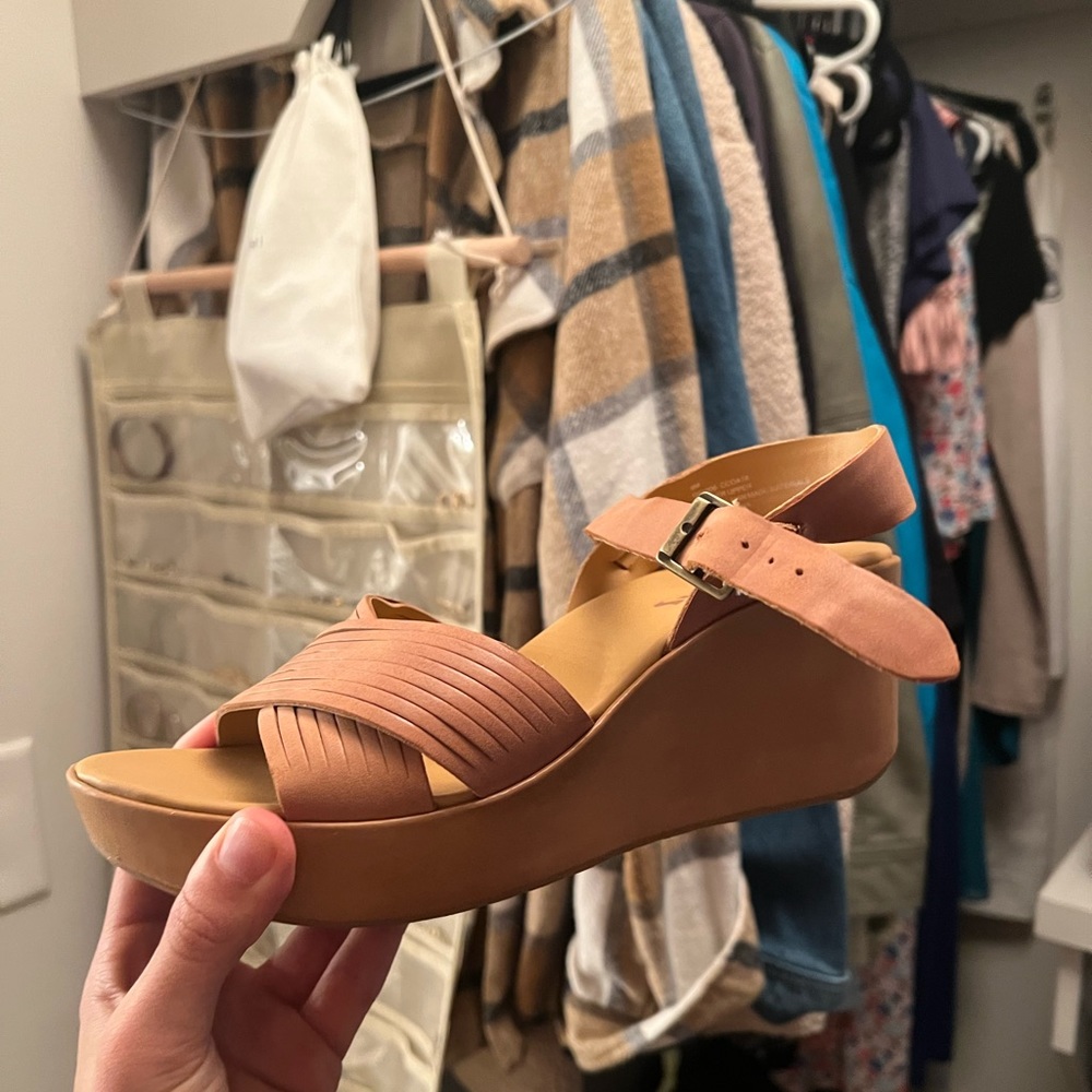 Leather platform heels